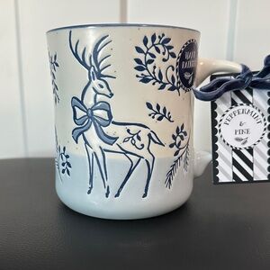Peppermint & Pine Blue and White Reindeer Mug